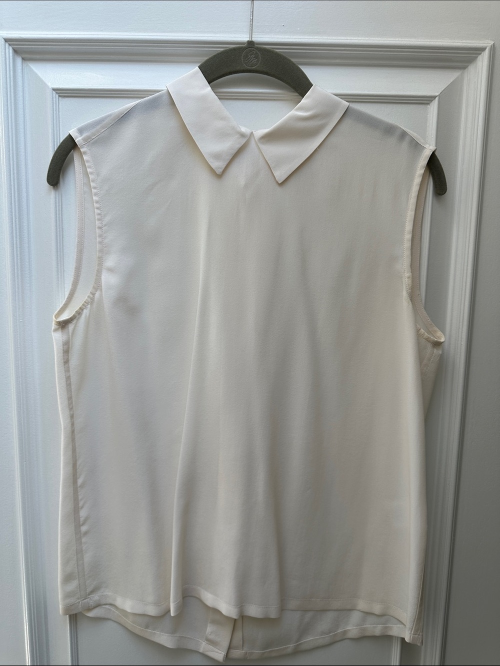 Equipment Sleeveless Collared Shell Top in Cream